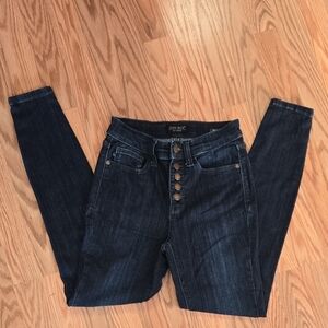 Judy Blue High Rise Skinny Button Up Dark Indigo Jeans 0_24